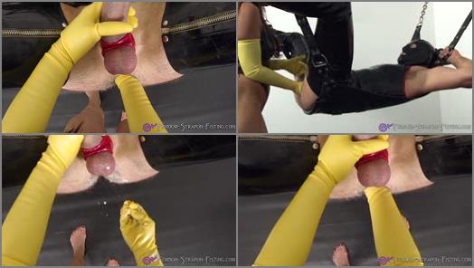 Gloves – Femdom – Strapon – Fisting – Man gets fisted by Femdom until he cums