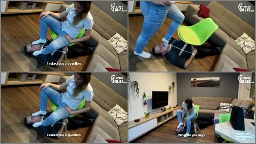 Femdom Online –  Czech Soles – Tied up and forced to smell Megan’s socks