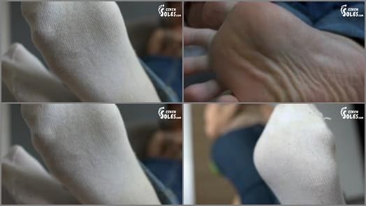 Socks sniffing – Czech Soles – Very Smelly And Worn White Puma Socks