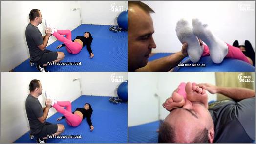 Femdom – ‘Gym trainer smells his client’s sexy feet and stinky socks’ of ‘Czech Soles’ studio