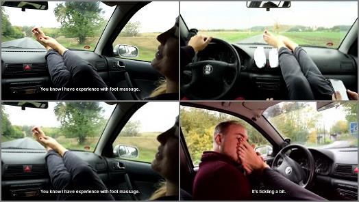 Female Domination – ‘Her BIG smelly feet in car are a turn on’ of ‘Czech Soles’ studio