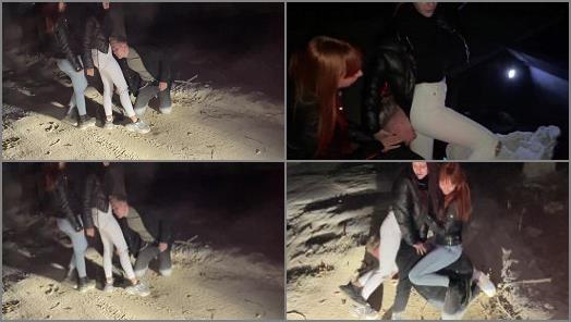 PPF  Bratty Girls Roughly Public Dominate An Enslaved Guy Outdoor Night preview