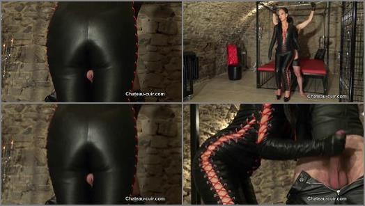 Female Domination –  Chateau-Cuir – Bound, teased and denied leather slave part 2 –  Fetish Liza