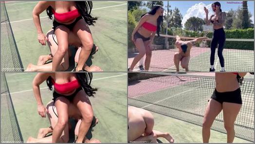 Fetish – Evil Woman – Casual girls dominating loser on tennis court